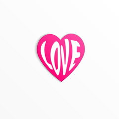 Icon of a pink red heart with word love inside isolated on white background. - 246563475