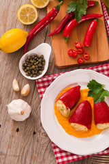 Stuffed piquillo peppers with cod.