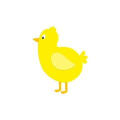 Cute cartoon chicken on white background. Vector illustration.