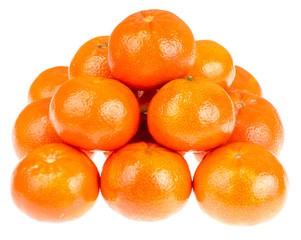 Bunch of ripe orange clementines isolated on white background