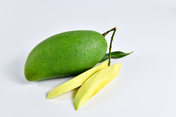 Sliced ​​green Mango. Sweet and flavorful.