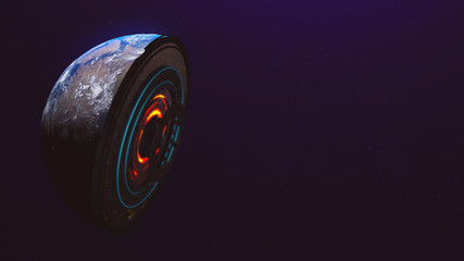 Earth is a huge speaker / globe cut in half