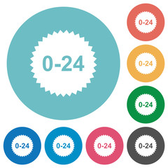 24 hours sticker flat round icons