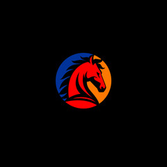 Colorful Horse Logo Icon on Black Background