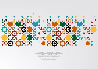 Foto op Plexiglas Modern arabesque pattern collection colorful background template vector © Falookii