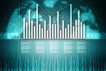 2d rendering Stock market online business concept. business Graph 
