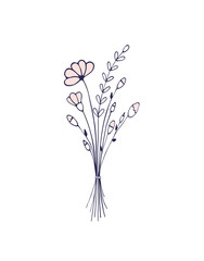 Flower. Hand drawn bouquet of wildflowers. Light and delicate illustration