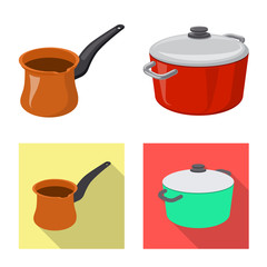 Isolated object of kitchen and cook icon. Collection of kitchen and appliance stock vector illustration.