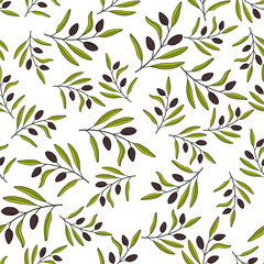 Seamless olive branch pattern