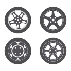 Fototapeta premium Vector illustration set of four car rims