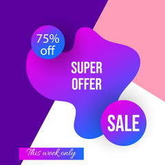 Super sale banner set, poster, special offer, discount
