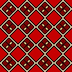 Luxury background with decorative geometric ornament. Retro creative design. Vector illustration. Fashion print, design for scrapbooking page, art deco, interior design. Red, gold color