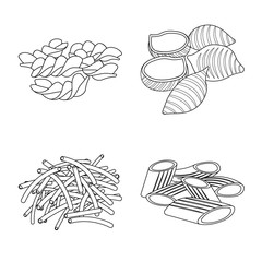 Vector illustration of pasta and carbohydrate logo. Set of pasta and macaroni stock vector illustration.