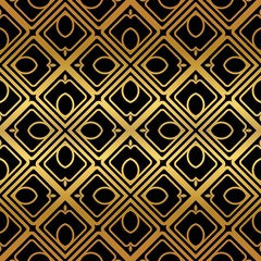 Golden color Elegant, retro, art deco seamless pattern. Vector illustration