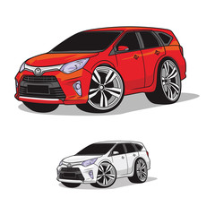 Obraz na płótnie Canvas SUV Car Cartoon
