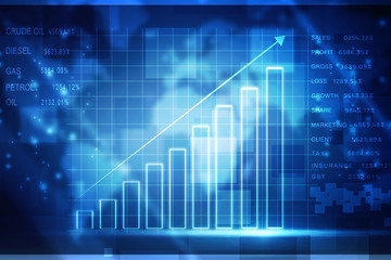 2d rendering Stock market online business concept. business Graph 
