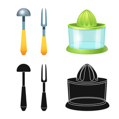 Vector illustration of kitchen and cook logo. Collection of kitchen and appliance stock symbol for web.