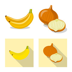 Isolated object of vegetable and fruit symbol. Collection of vegetable and vegetarian vector icon for stock.