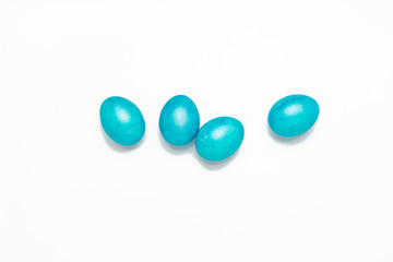 Easter Blue Eggs on the White Background.