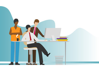 People working on the development flat vector