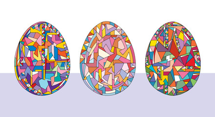 Easter eggs set vector illustrations. Hand drawn abstract holidays collection of objects in modern style.
