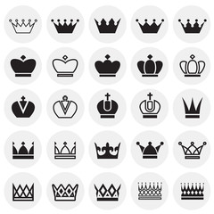 Crown set on circles white background for graphic and web design, Modern simple vector sign. Internet concept. Trendy symbol for website design web button or mobile app