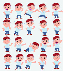 Cartoon character businessman in casual style. Set with different postures, attitudes and poses, doing different activities in isolated vector illustrations.