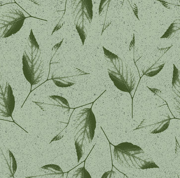 Abstract seamless pattern with leaves and flowers Background with flowers grunge texture © DNZ CreativeDesign