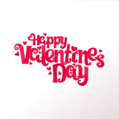 Happy Valentine's Day Lettering Text Background and Red Heart. Vector Lettering