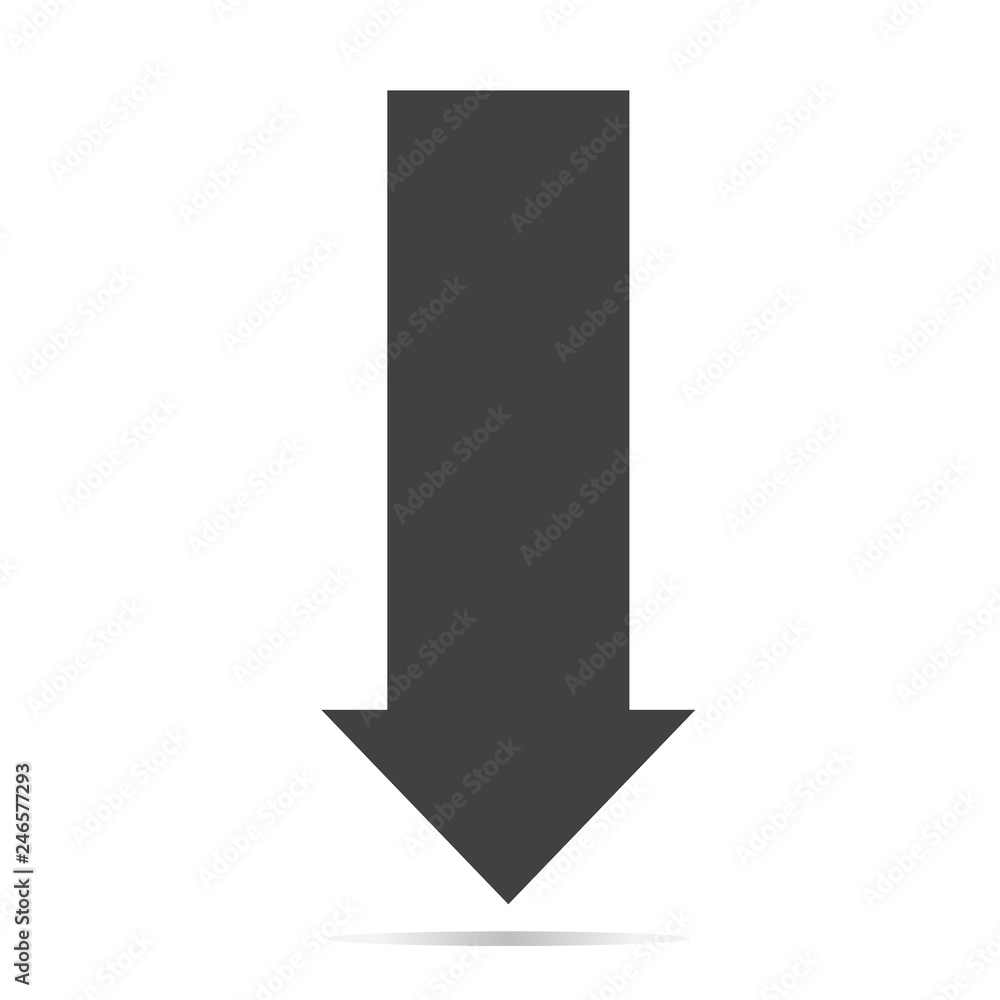 Aufkleber arrow down with shadow icon on white background. flat style. arrow down icon for your web site desig