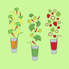 set of fresh juices. vector illustration