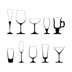 set of wine glasses. vector illustration isolated on white background