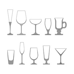 set of wine glasses. vector illustration isolated on white background