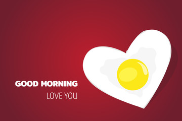 Fried egg Heart shape. Valentine's Day concept