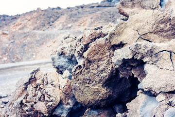 Lava on Mount Etna, active volcano on the east coast of Sicily, Italy.