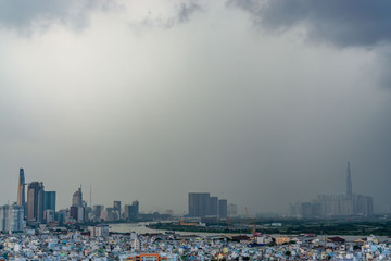 Panorama View of Ho Chi Minh City in Rainy Season