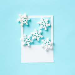 Winter snowflake on a paper frame