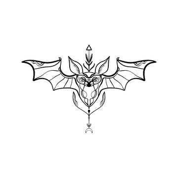 Bat tribal vectoor ornate elegant tattoo