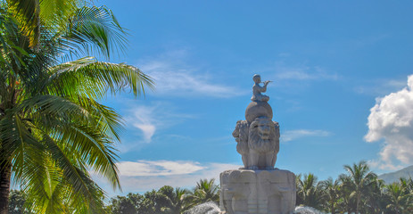 Vietnam. Nha Trang. Fountain near the cable car to Vinpearl island