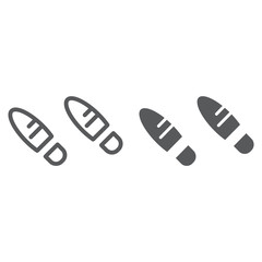 Footsteps line and glyph icon, shoe and imprint, footprint sign, vector graphics, a linear pattern on a white background.