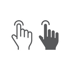 Tap line and glyph icon, finger and gesture, hand touch sign, vector graphics, a linear pattern on a white background.
