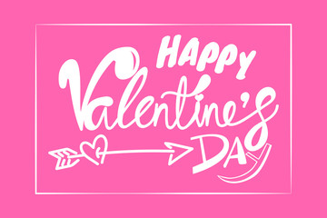 Fototapeta na wymiar greeting card with hand lettering of Happy Valentine's Day