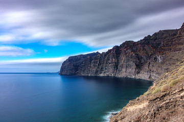 Fototapeta na wymiar Los Gigantes cliffs long exposure profile view in Tenerife