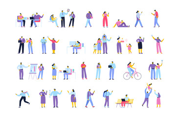Vector crowd. Different Flat people set isolated on white background.
