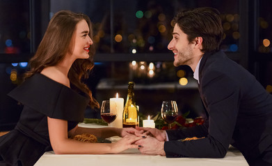 Loving couple in a restaurant