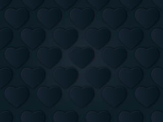 3D Metallic Heart Valentine's Day background. Beautiful realistic shape of red and silver Hearts. Decorative grid layout.