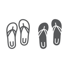 Sandals line and glyph icon, footwear and beach, flip flops sign, vector graphics, a linear pattern on a white background.