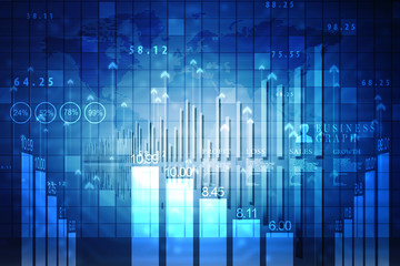 2d rendering Stock market online business concept. business Graph 