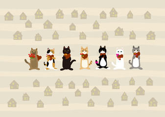 ハート型のチョコレートを持った猫さん