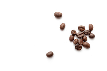 Coffee beans isolated on white background. Close-up.